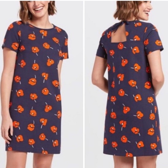 Draper James Poppy Ponte Shift Dress Navy Red Floral Size XS - Picture 1 of 13